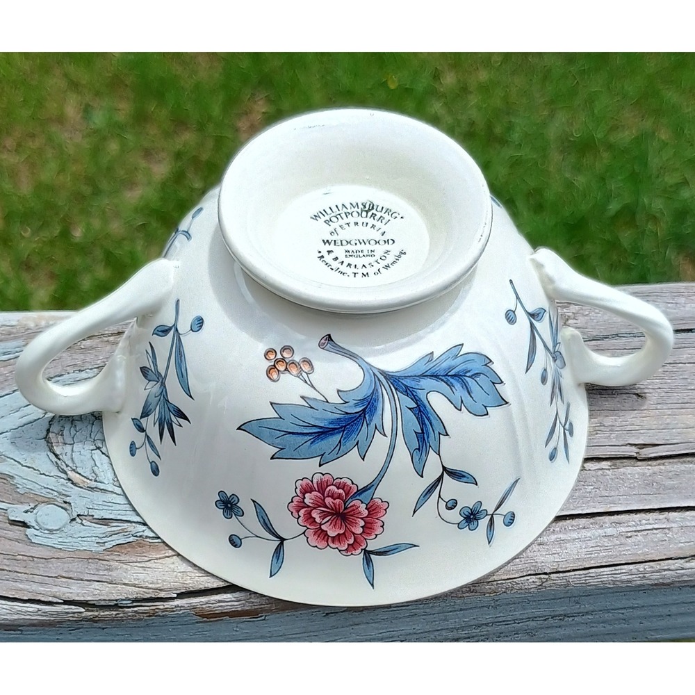 3 Sets Wedgewood Williamsburg Potpourri Footed Cream Soup Bowls Saucers Flowers - Picture 5 of 8